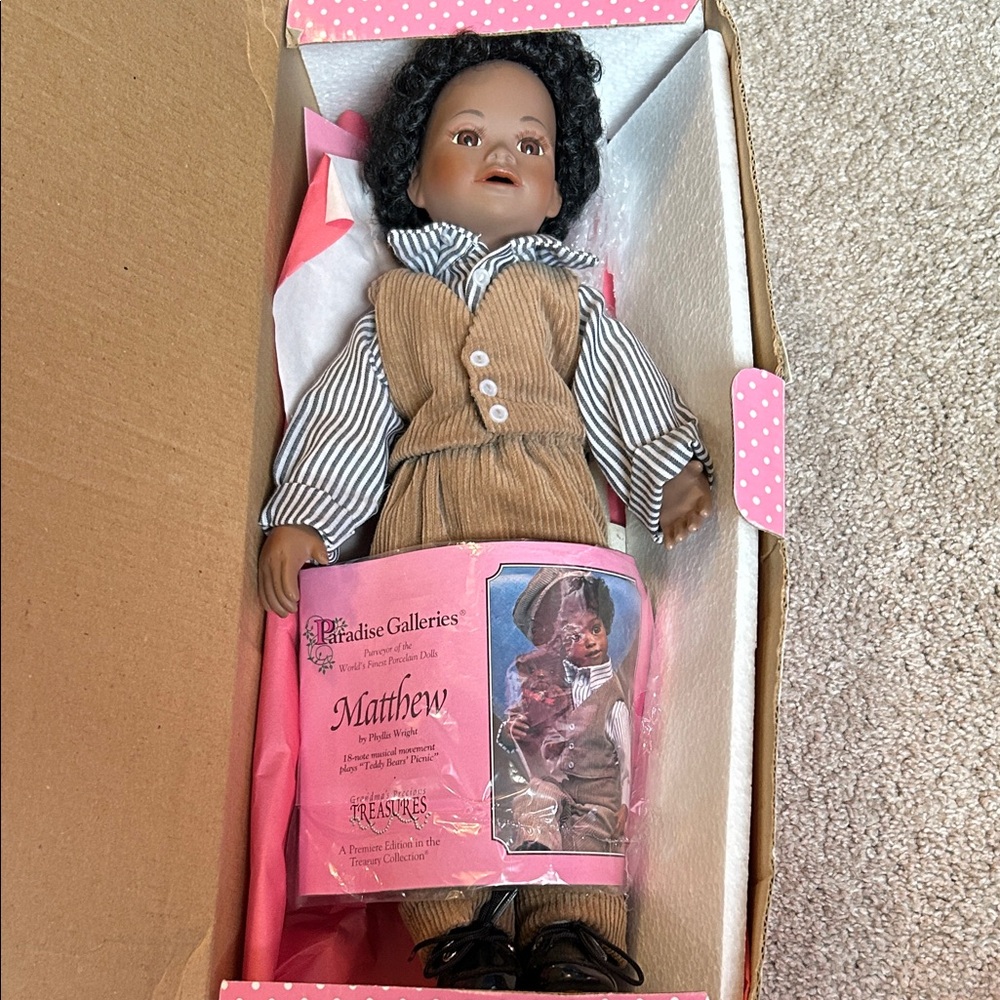 Paradise Galleries Matthew Doll with Tan Outfit and Black Shoes